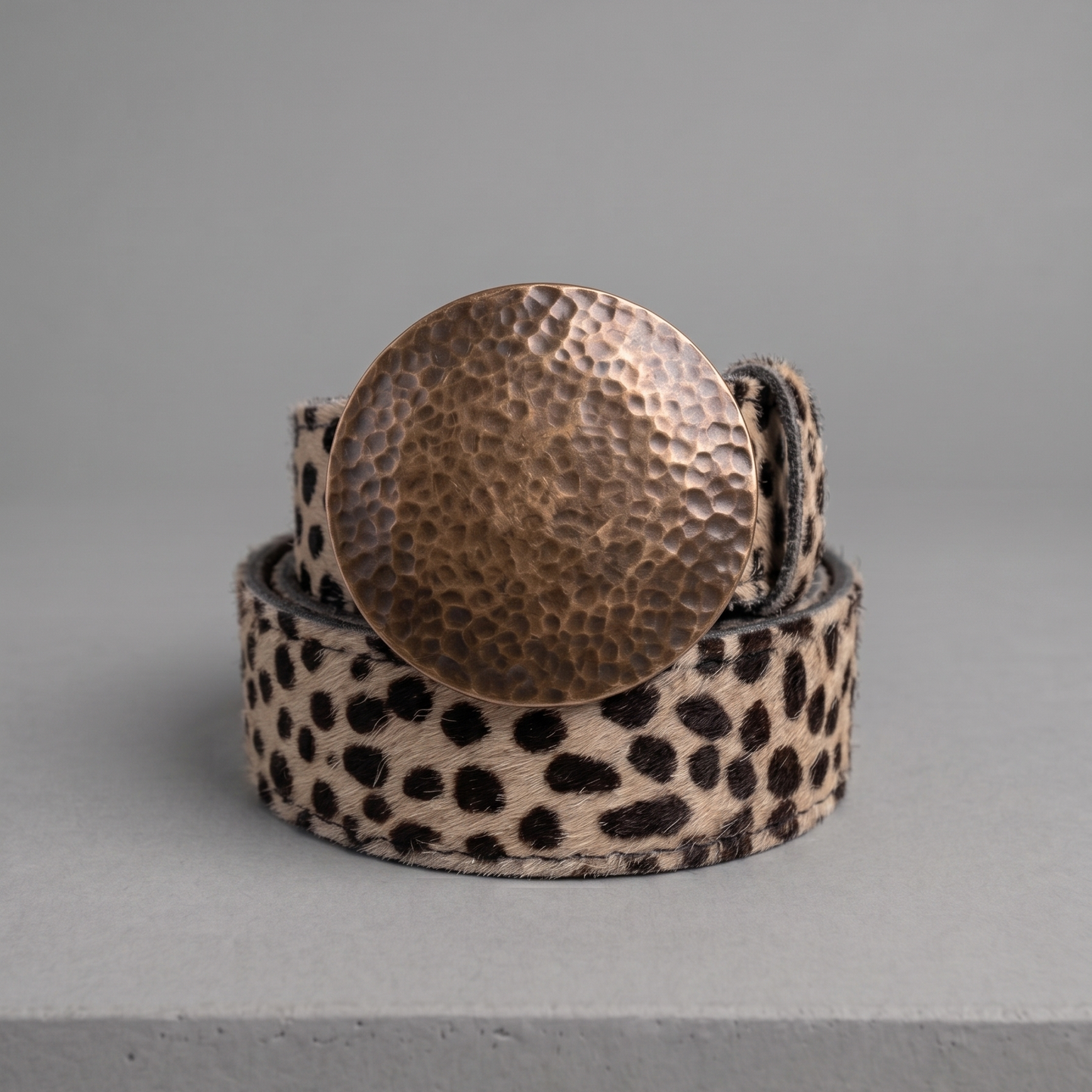 Cinturon Cuero Animal Print Cheeta Hebilla Circulo