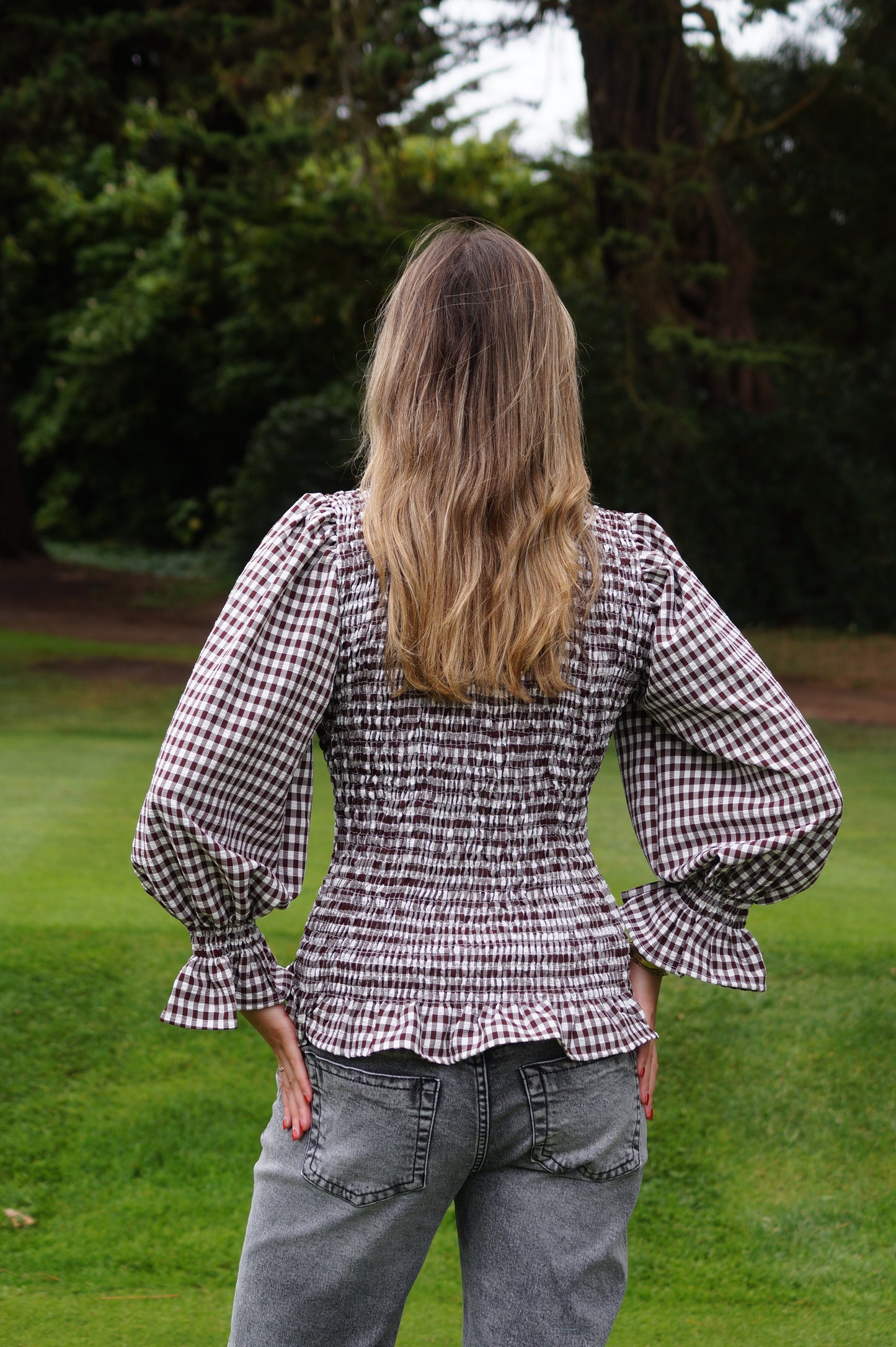 Blusa Española Cuadros Café