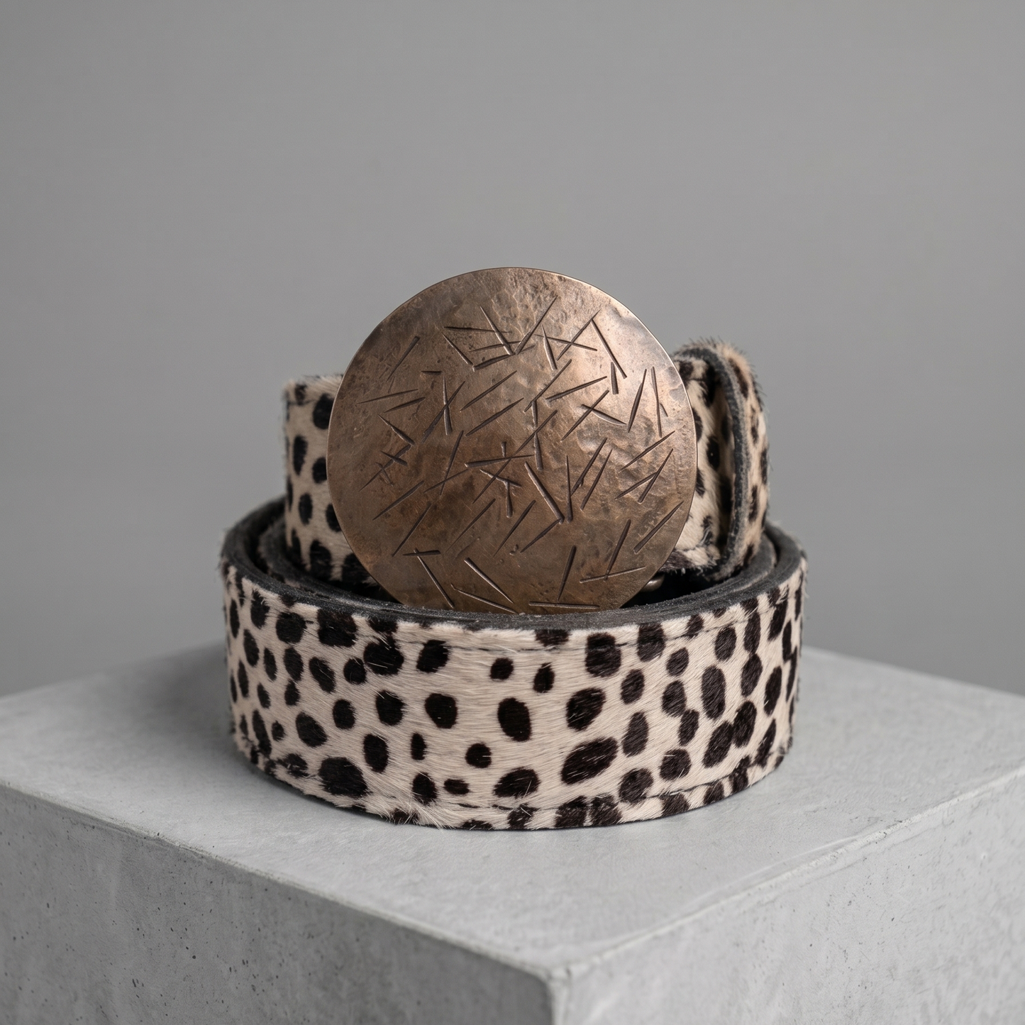 Cinturon Cuero Animal Print Girafa  Hebilla Circulo